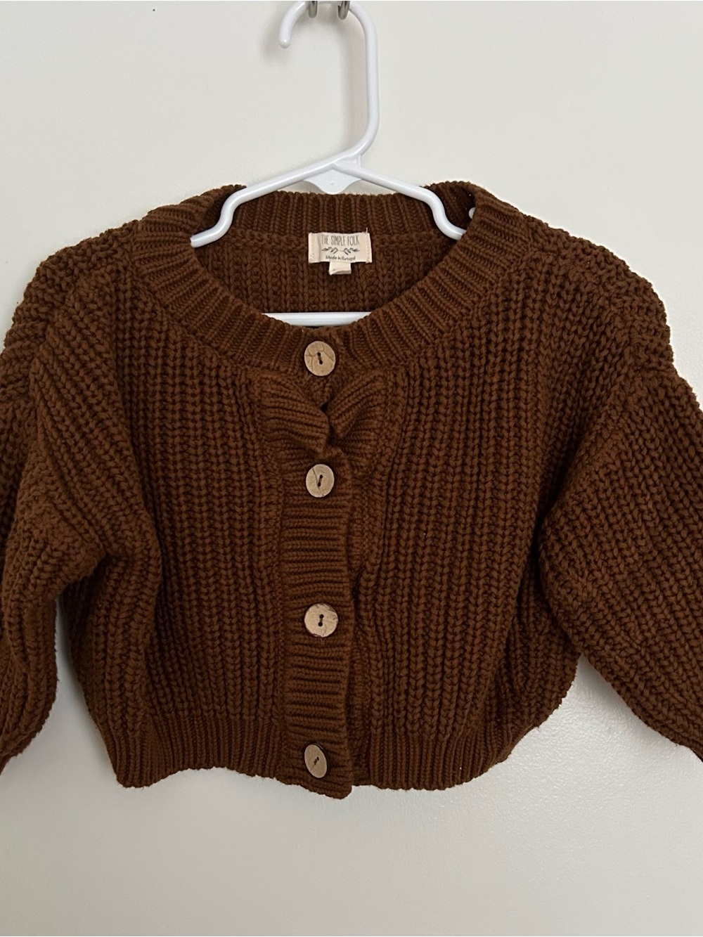 Kids Chunky Button Cardigan Sweater - Brown